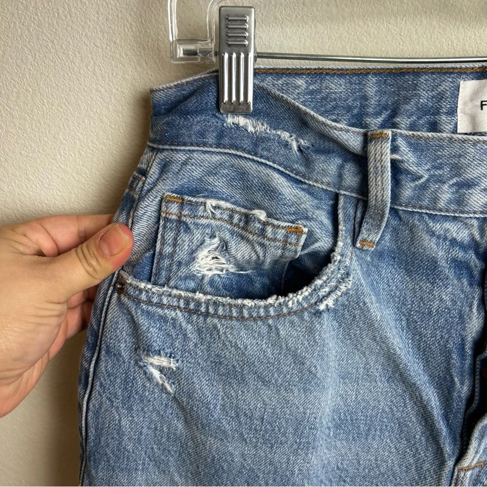 FRAME Le Original Cropped distressed high-rise straight leg jeans size: 27 - Picture 7 of 12
